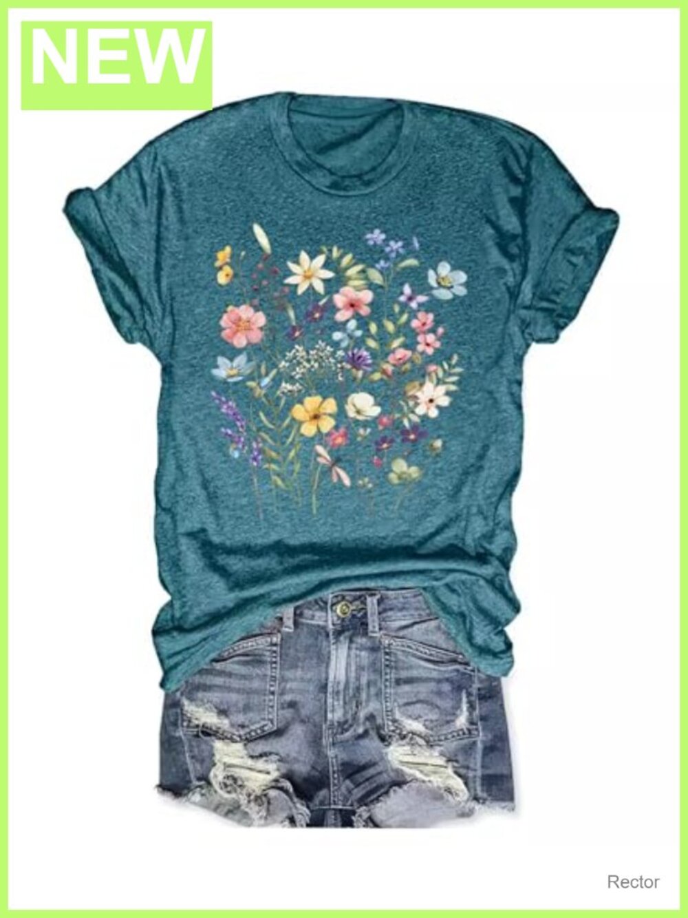 Boho Wildflower Graphic Short Sleeve Tee Vintage Summer Cotton Top
